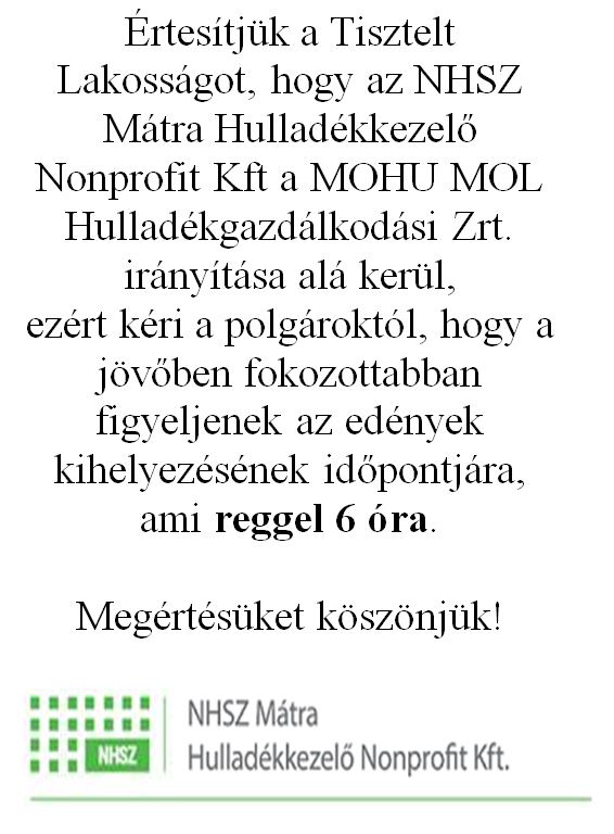 Hulladék kezelési tájékoztató